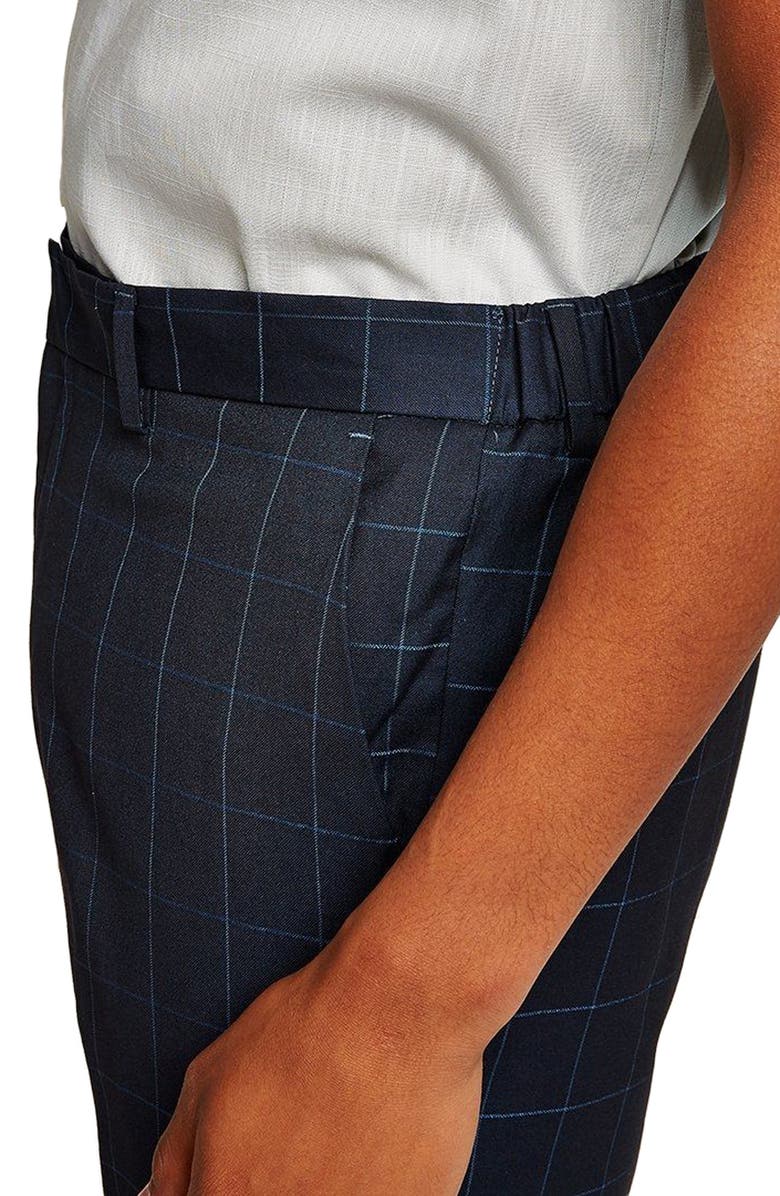 Topman Slim Fit Grid Check Crop Pants, Alternate, color, 