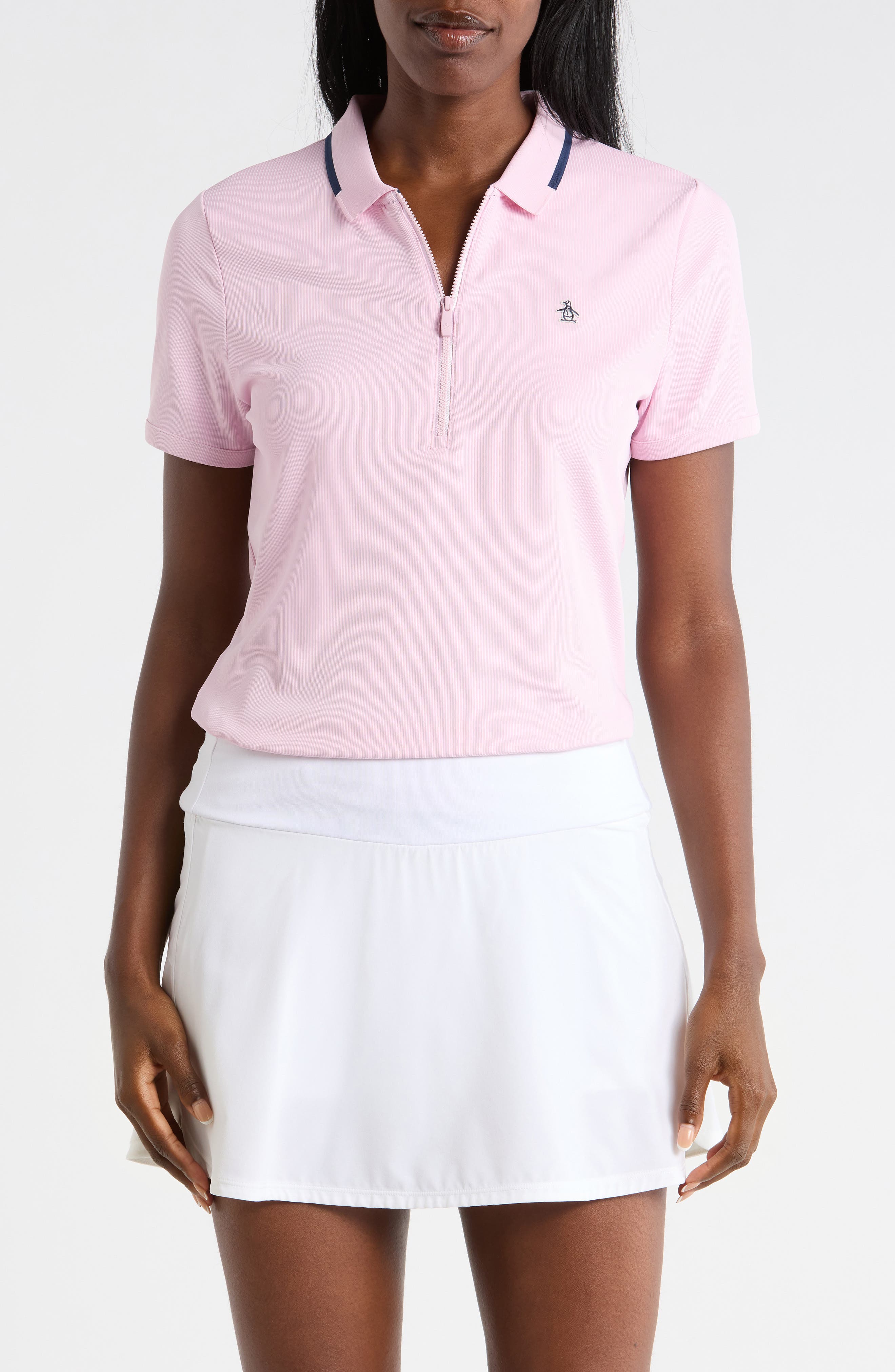 ORIGINAL PENGUIN GOLF Tipped Quarter Zip Knit Polo