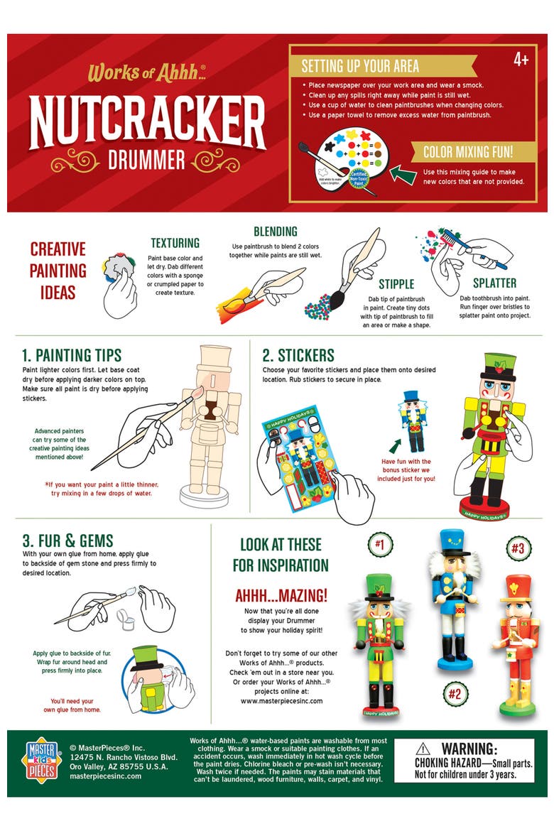 Nutcracker Drummer Wood Paint Set, Alternate, color, Multicolor