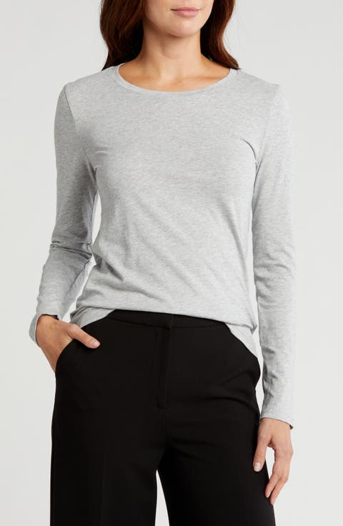 Crewneck Long Sleeve Pima Cotton T-Shirt