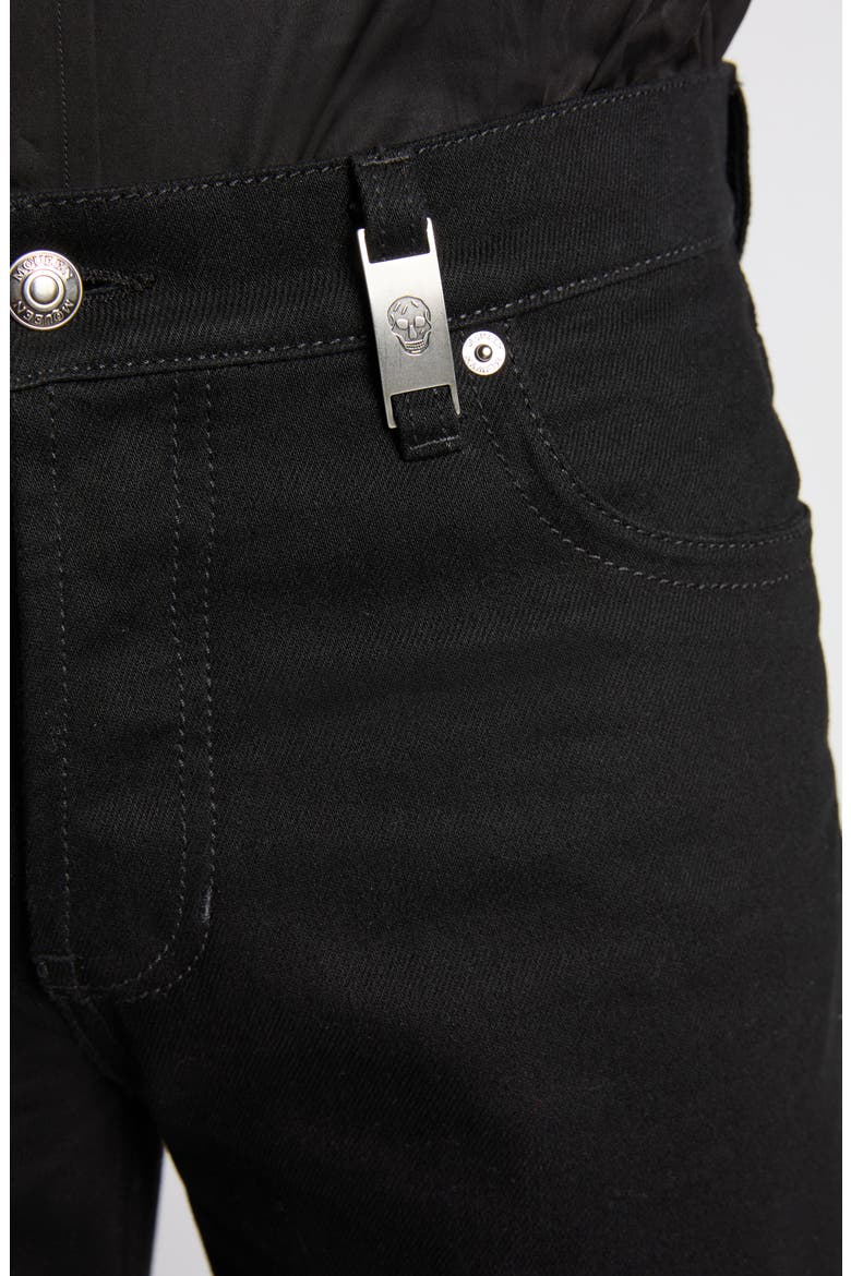 Skull Detail Wide Leg Jeans, Alternate, color, BLACK