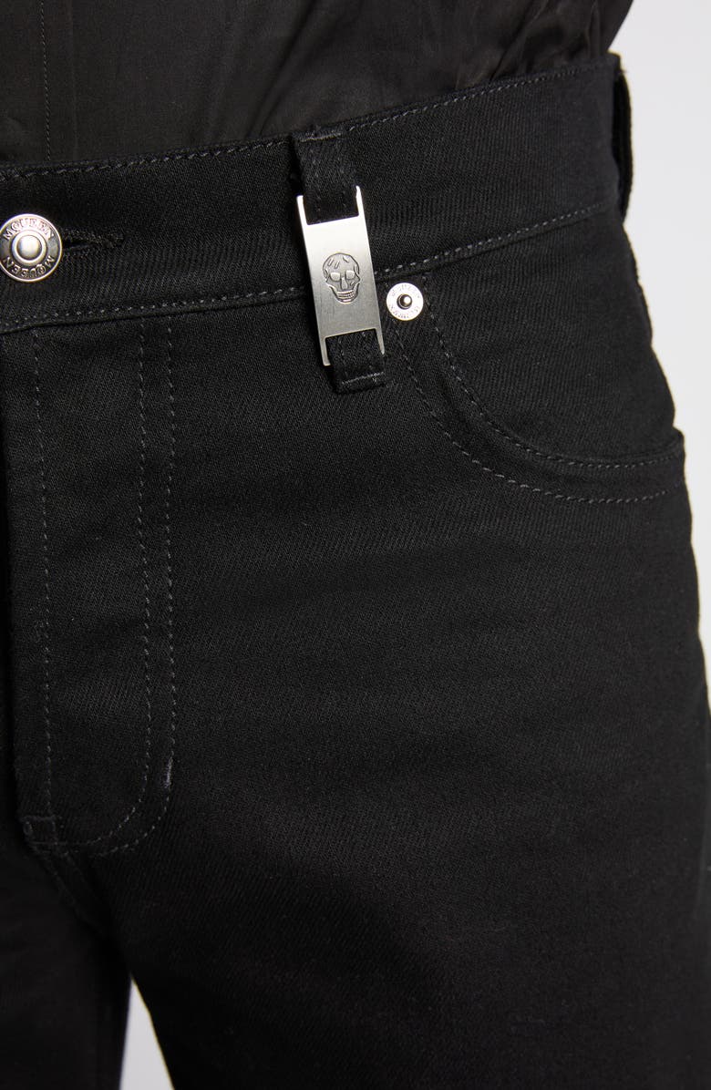 McQueen Skull Detail Wide Leg Jeans, Alternate, color, Black