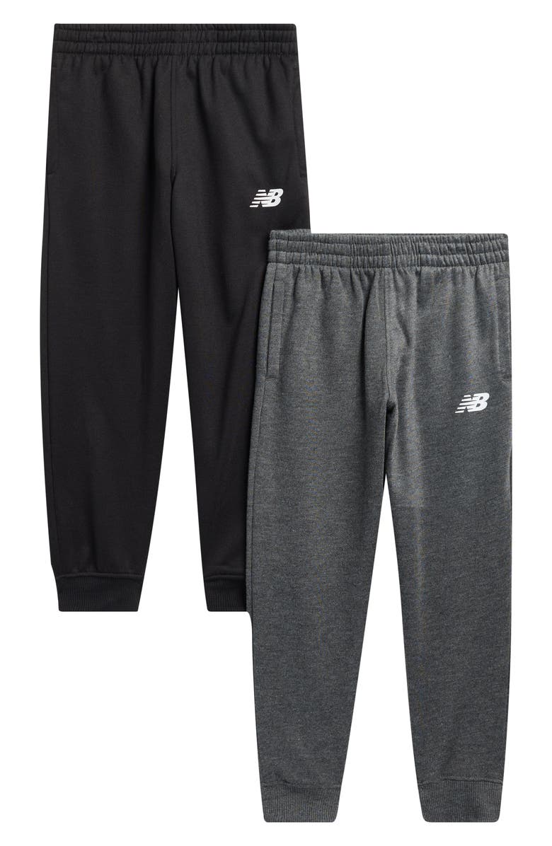 New Balance Kids' 2-Pack Fleece Joggers, Main, color, Charcoal Heather/ Black