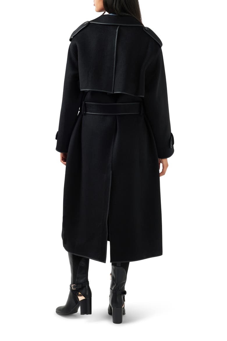 Million Reasons Wool Blend Trench Coat, Alternate, color, BLACK
