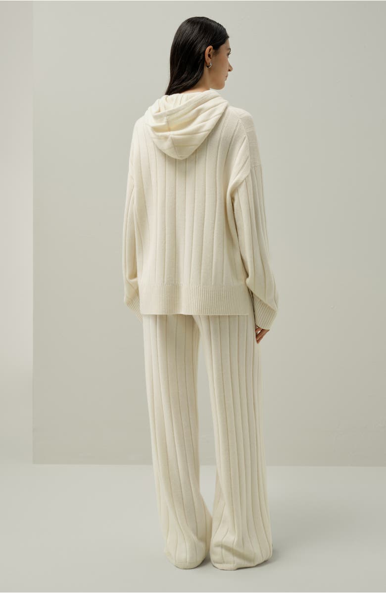 Lilysilk Women's Ribbed Hooded Cashmere Knit Top, Alternate, color, White