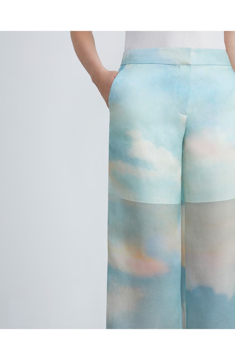 Lafayette 148 New York Sullivan Sky Scene Print Silk Organza Pants, Alternate, color, 