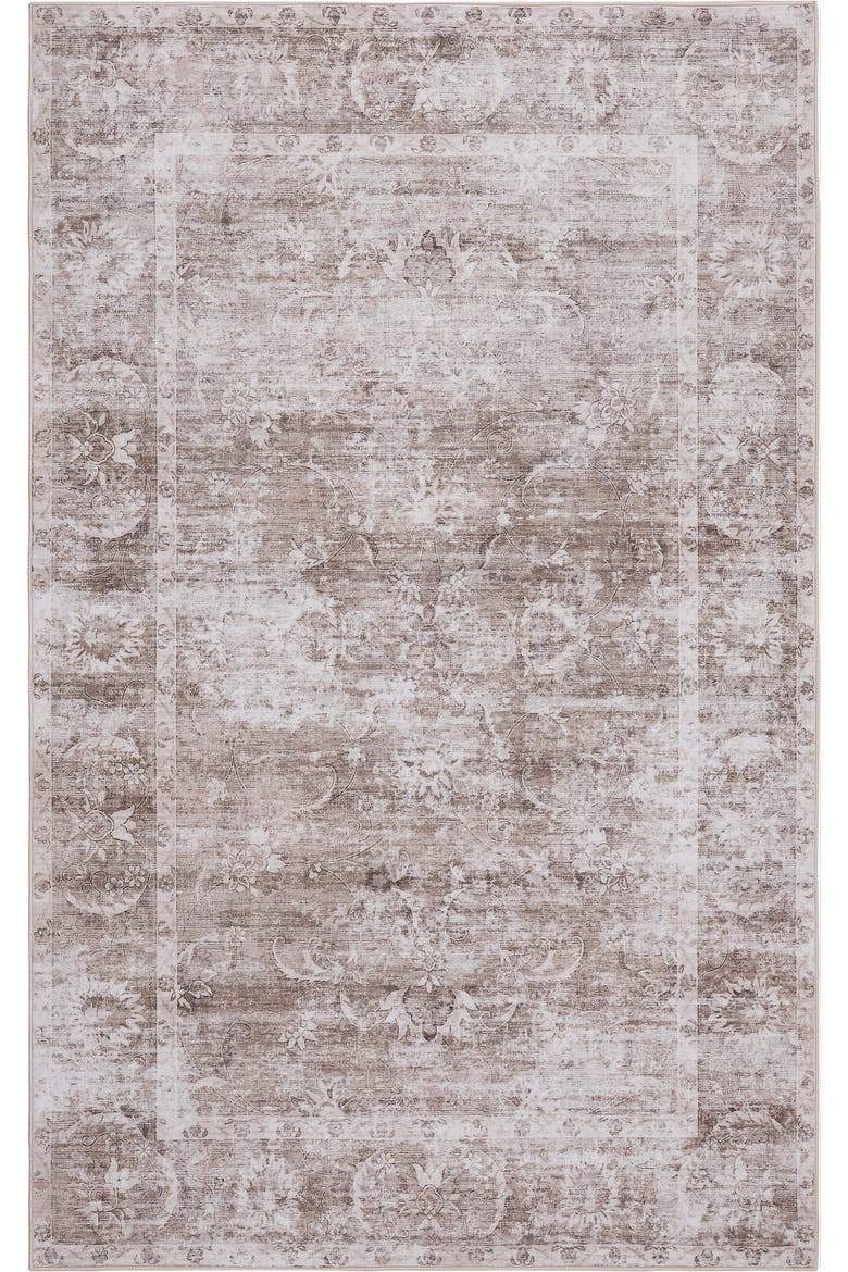 Arabella Vintage Floral Border Non-Slip Machine-Washable Beige/Cream 9 ft. x 12 ft. Area Rug, Alternate, color, Beige/Cream
