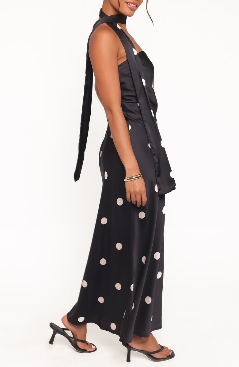 Petal & Pup Jutta Strapless Dress & Scarf Set, Alternate, color, Black Polka Dot