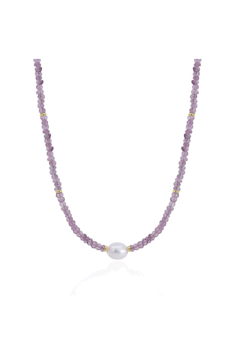 Amethyst Bead Pearl Necklace, Main, color, Purple