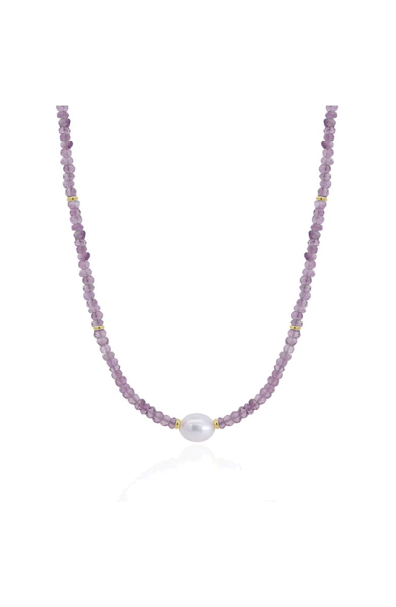 The Lovery Fine Jewelry Amethyst Bead Pearl Necklace, Main, color, Purple