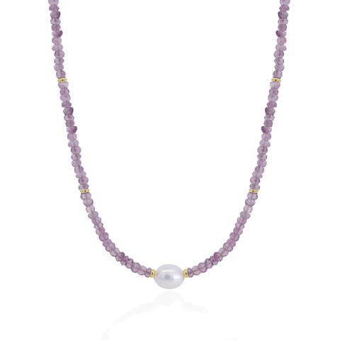 Amethyst Bead Pearl Necklace