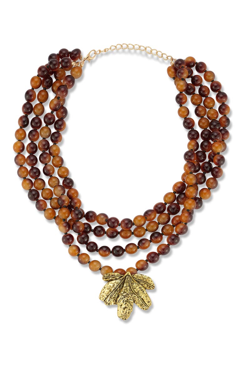 Beaded Layered Statement Necklace, Main, color, GOLD/RED