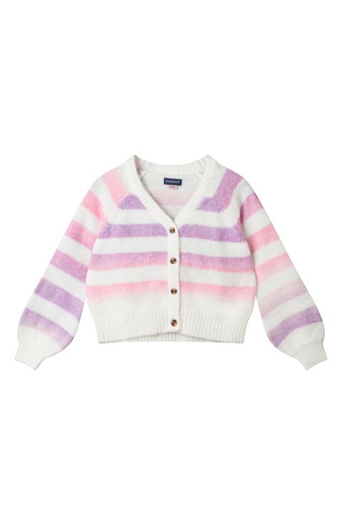 Kids' Stripe Button Front Cardigan (Big Kid)