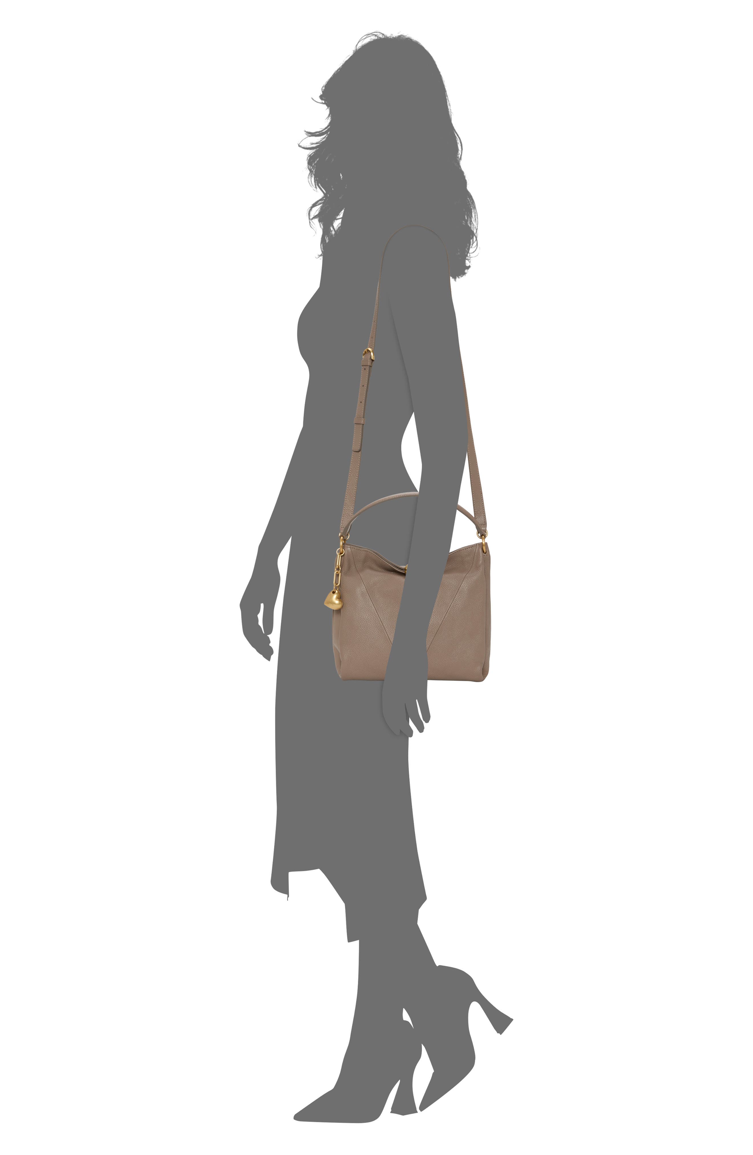 Vince Camuto Medna Leather Shoulder Bag, Alternate, color, Beige