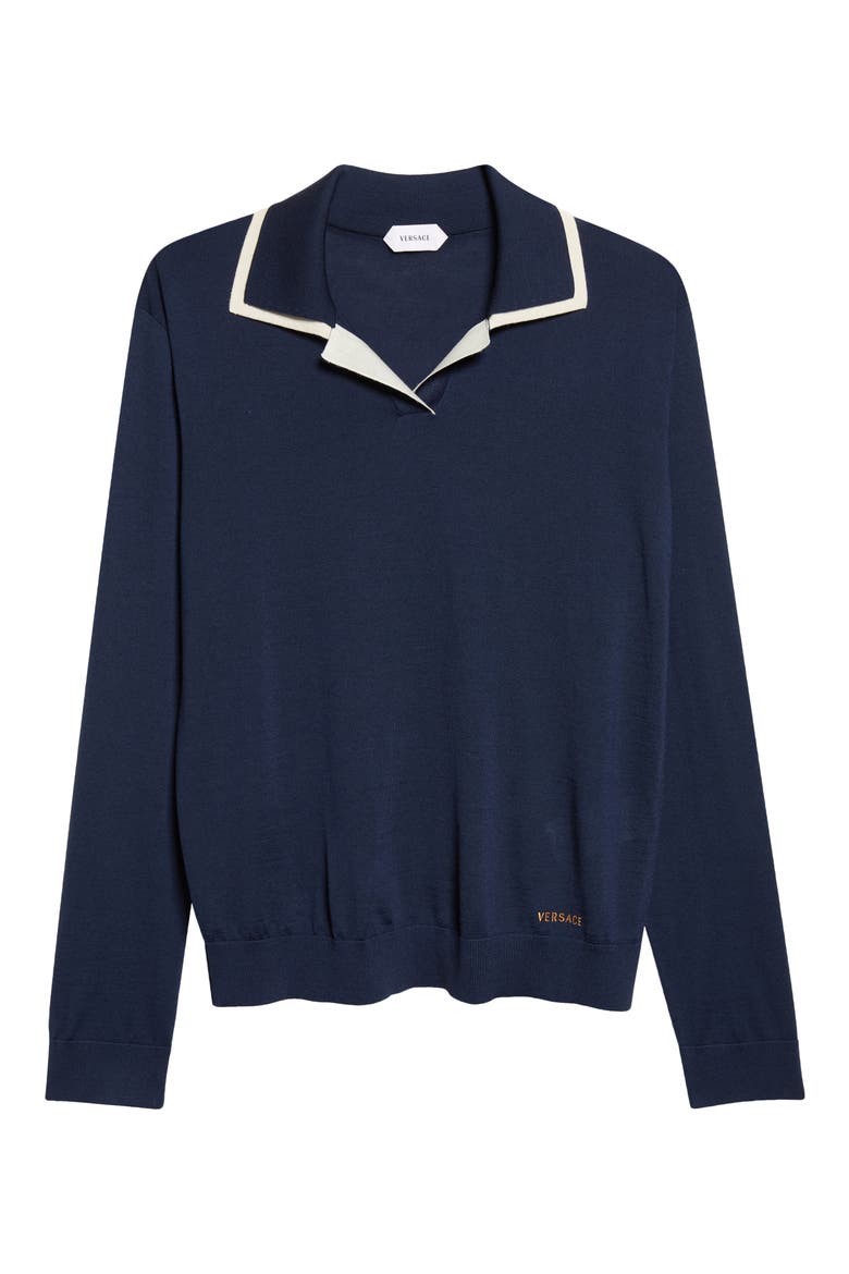 Classic Wool Blend Polo Sweater, Main, color, NAVY