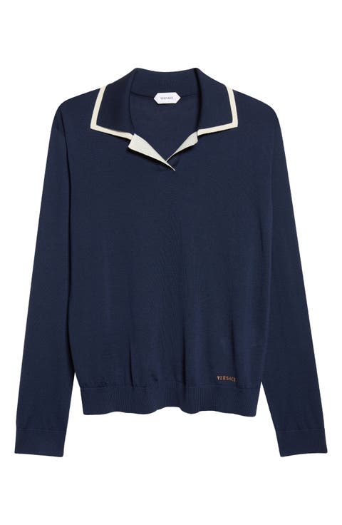 Classic Wool Blend Polo Sweater