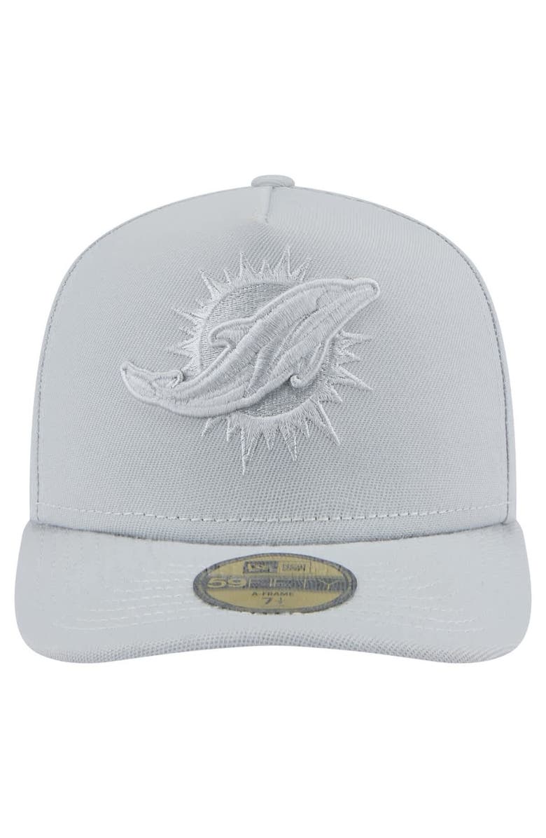 New Era Men's New Era Gray Miami Dolphins Color Pack A-Frame 59FIFTY Fitted Hat, Alternate, color,