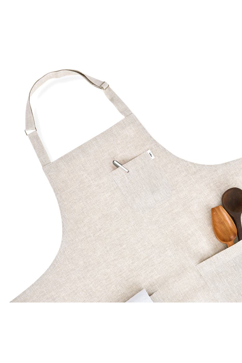 Linen Bib Apron for Men & Women with Front Pockets, 33 x 30 Inches, Alternate, color, Light Natural