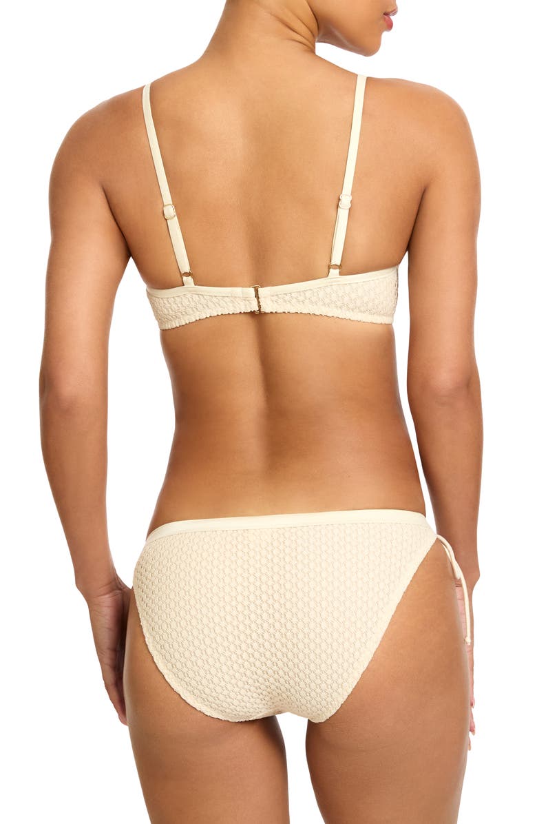 Robin Piccone Open Stitch Triangle Bikini Top, Alternate, color, Bisque