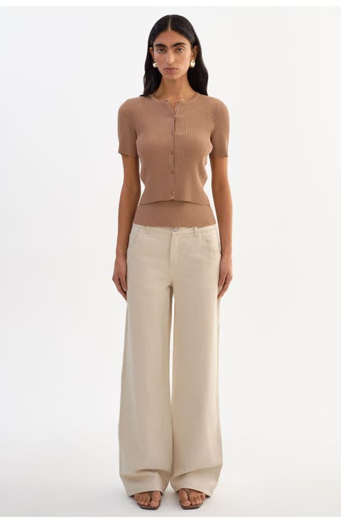 Maeva | Shimmery Rib Knit Cropped Cardigan