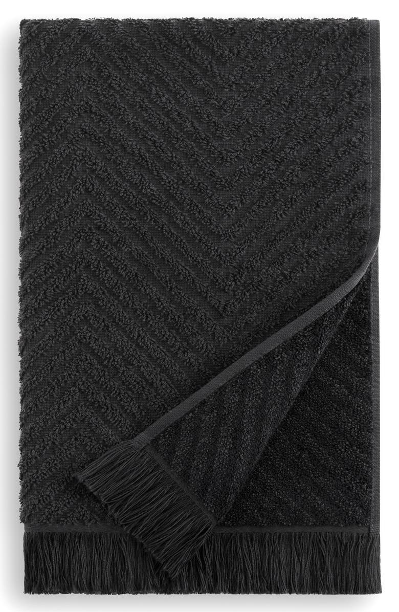 DKNY Pure 4-Piece Herringbone Cotton Bath Towel & Hand Towel Set, Alternate, color, Black