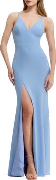 Dress the Population Iris Slit Crepe Gown