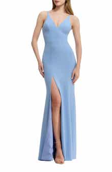 Dress the Population Iris Slit Crepe Gown