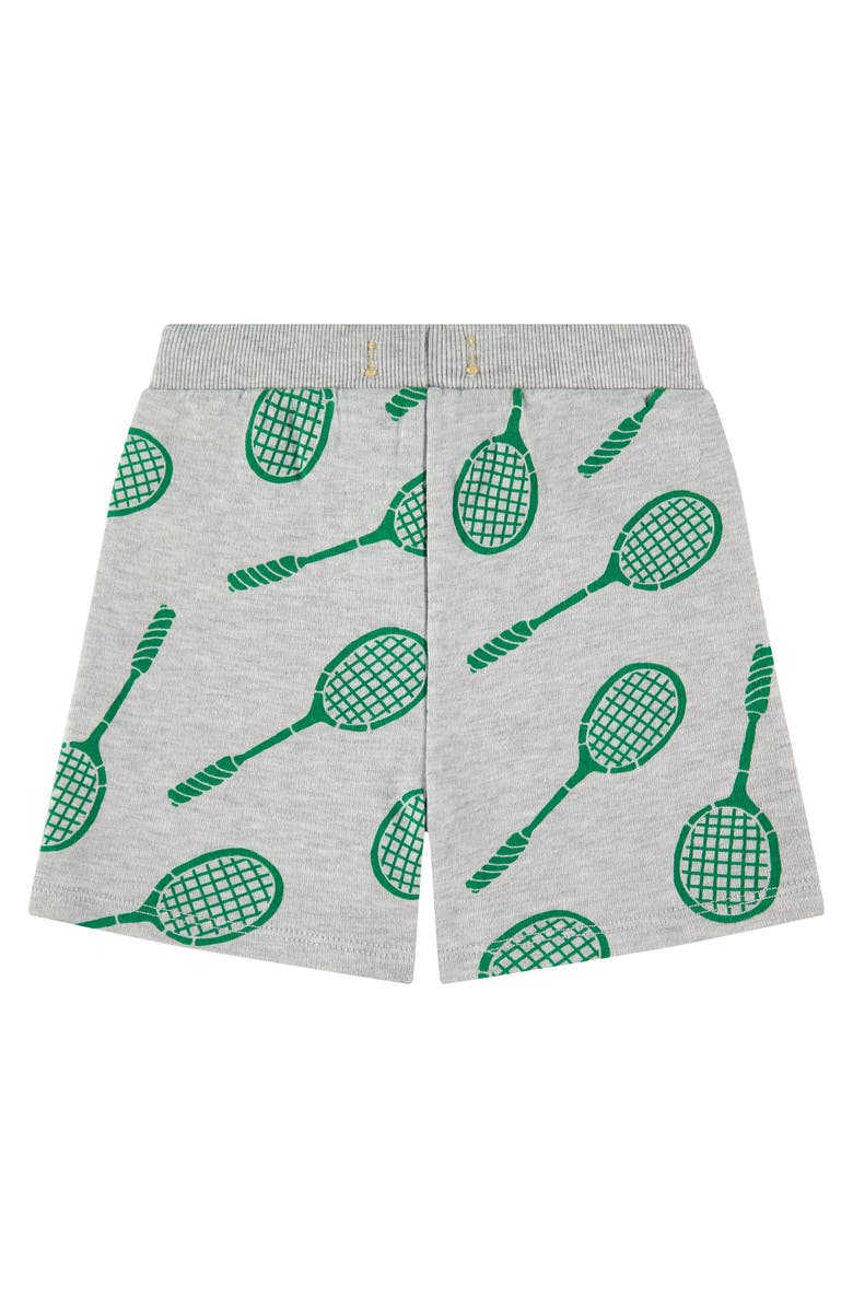Stains and Stories by Babyface Allover Badminton Racquet Print Sweatshorts, Alternate, color, Light Grey Melee