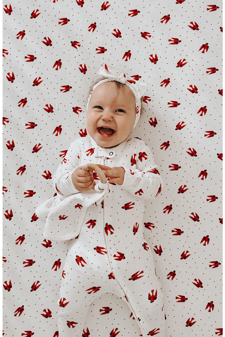 x 'The Very Hungry Caterpillar'™ Fitted One-Piece Organic Cotton Pajamas, Alternate, color, RED BIRD