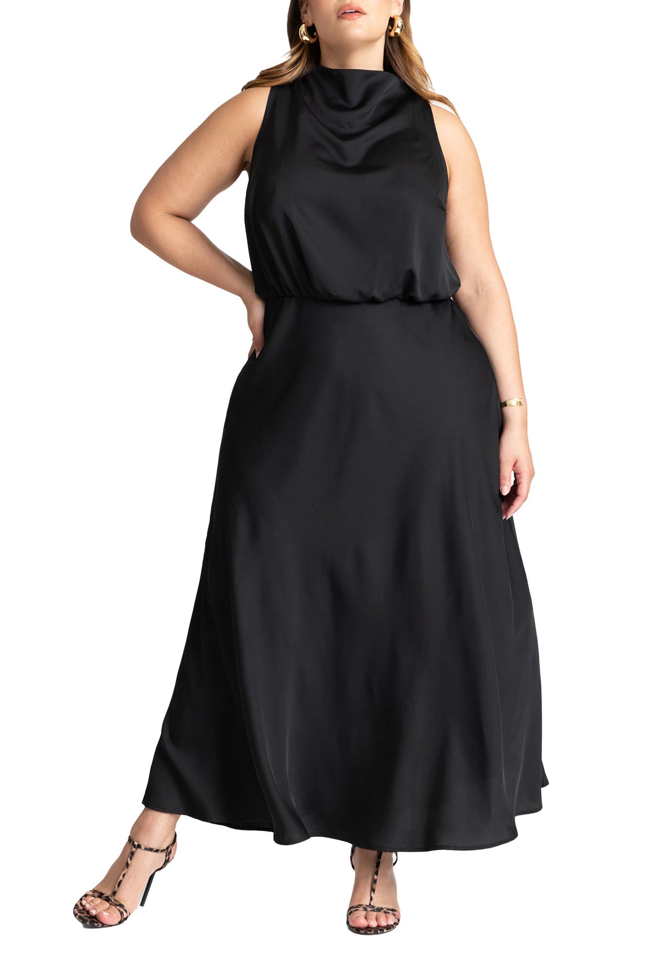 Draped Satin Maxi Dress