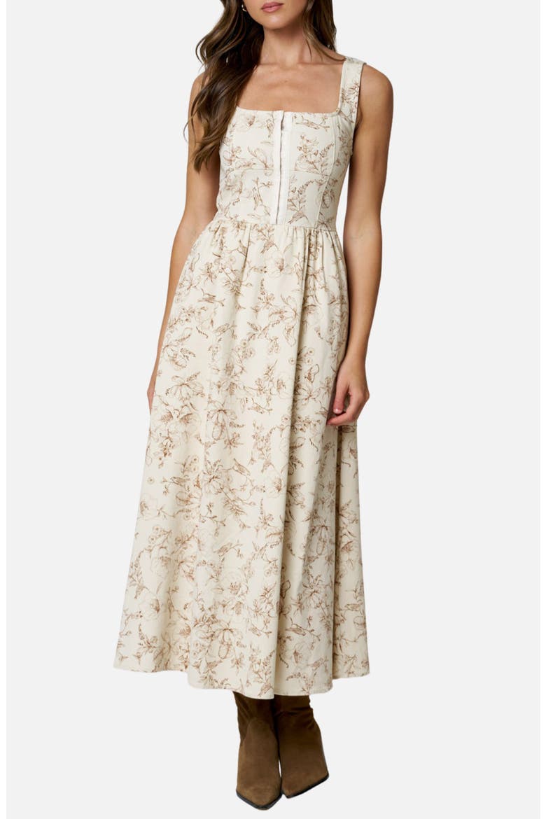 Corset Midi Dress, Main, color, OATMEAL