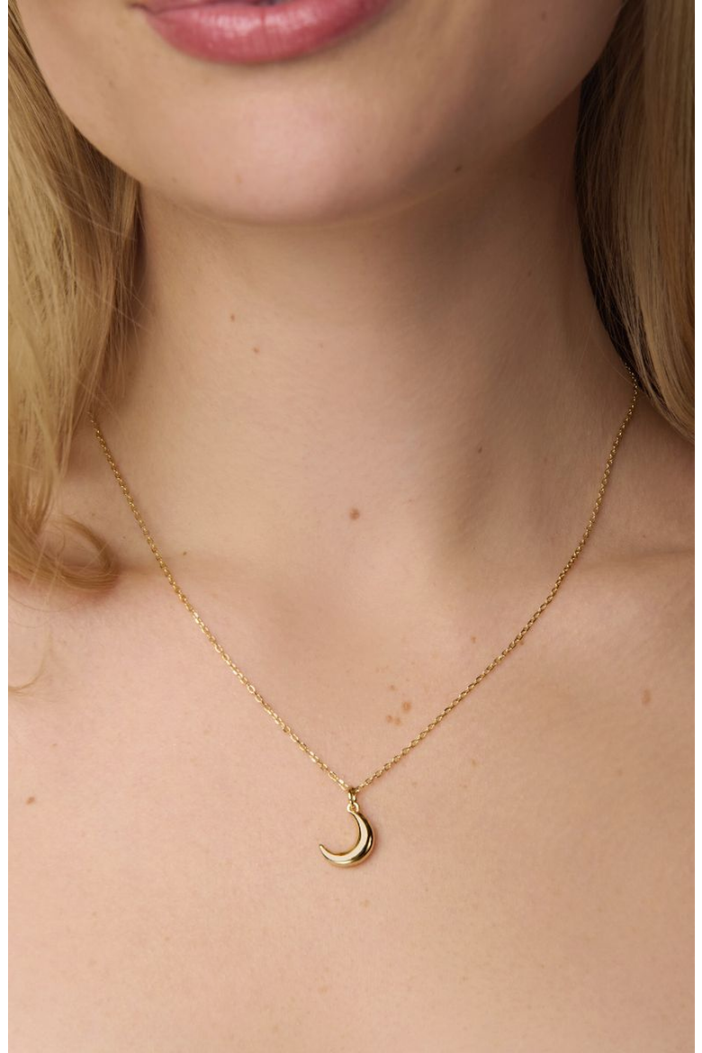 Crescent Moon Charm Necklace, Alternate, color, Gold