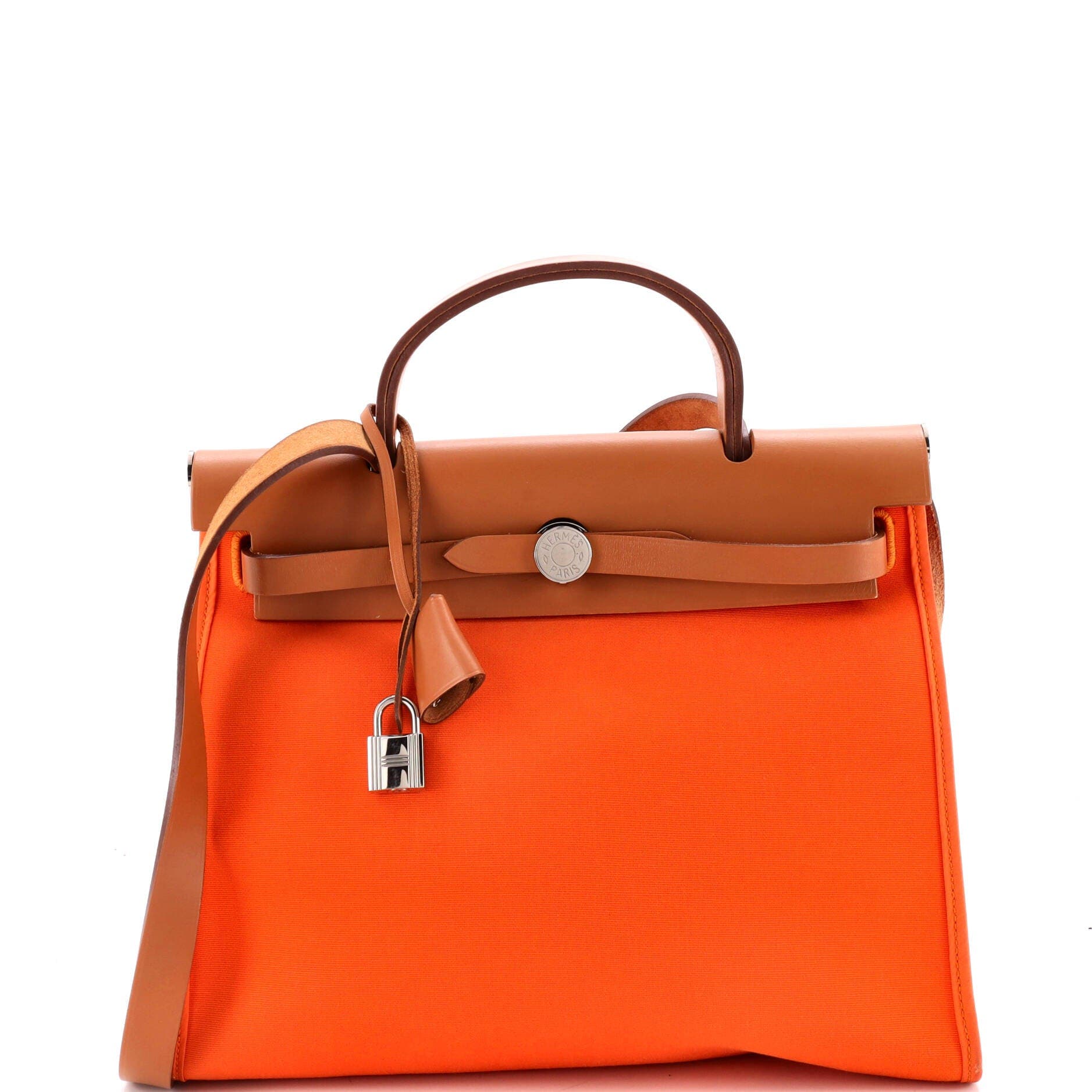 Herbag Zip Leather and Toile 31, Main, color, Orange