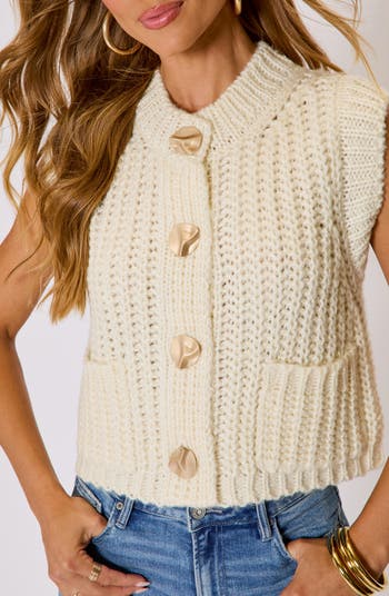 Daphne Hammered Button Sweater Vest