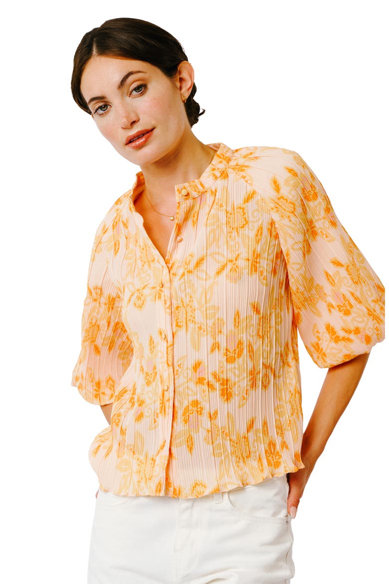 Helen Pleated Balloon Sleeve Top, Alternate, color, YELLOW MULTI