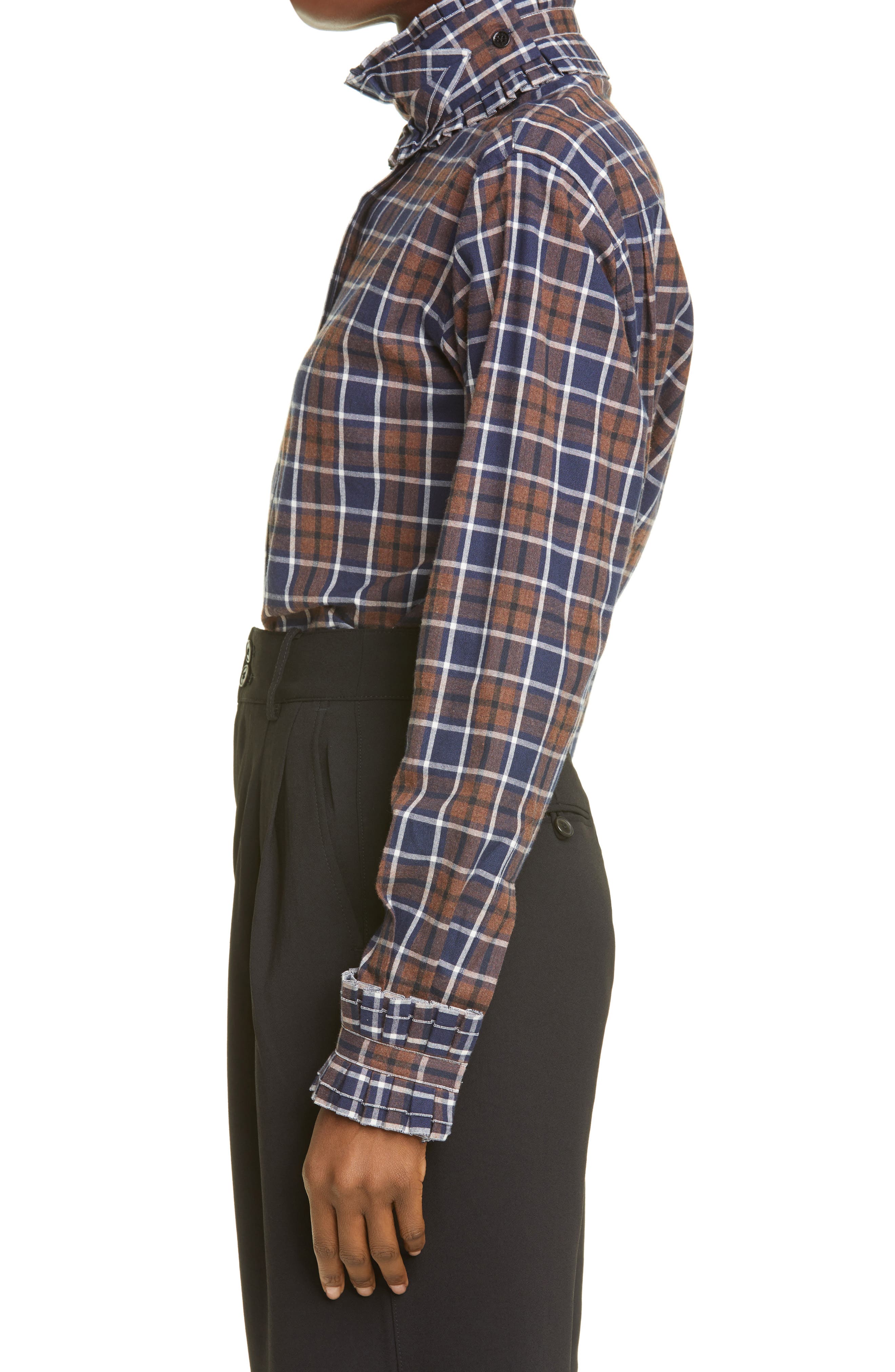 Victoria Beckham Plaid Removable Ruffle Collar Shirt (Women ...