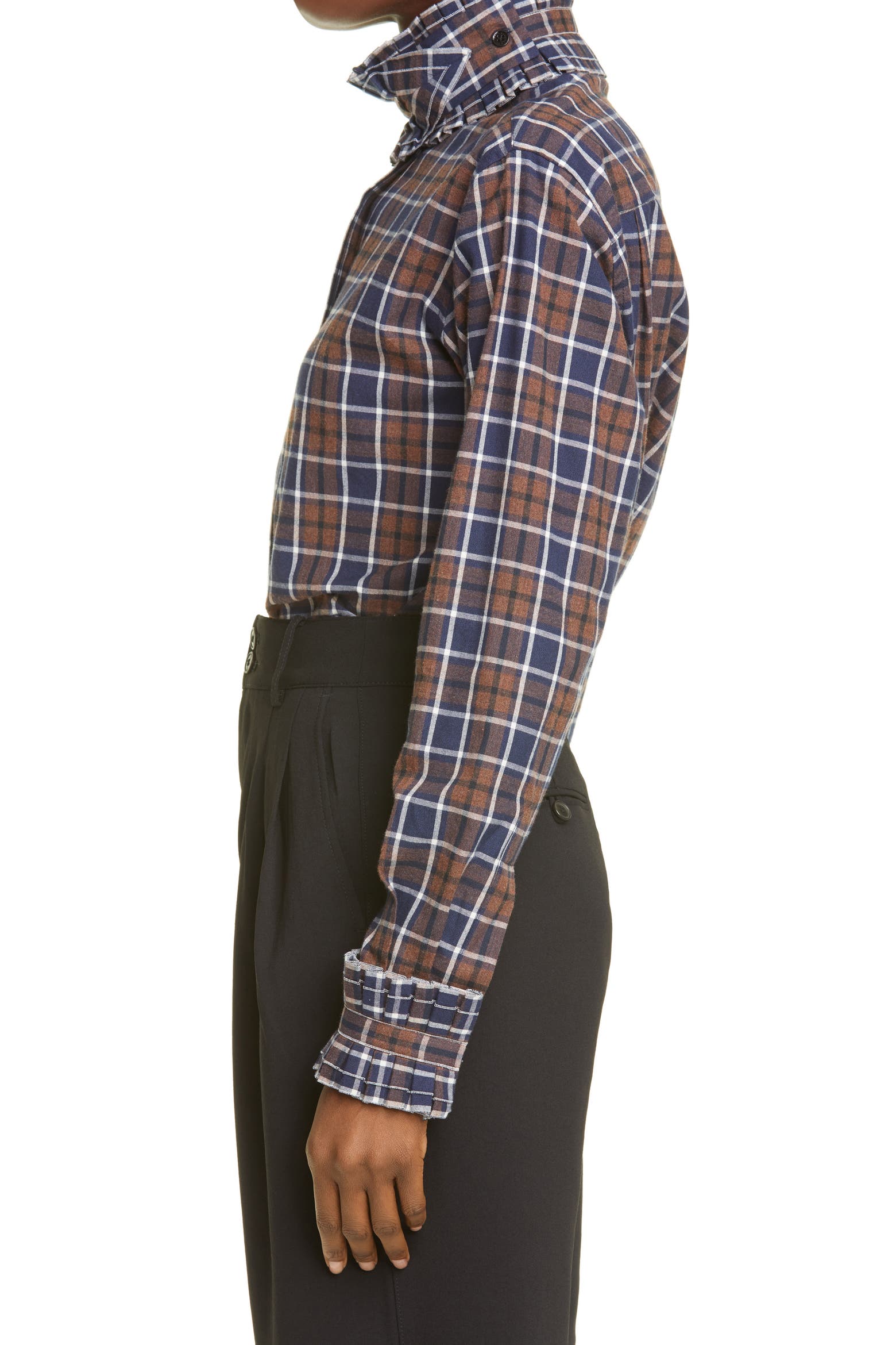 Removable Racking Labeling Victoria Beckham Plaid Removable Ruffle Collar Shirt (Women ...