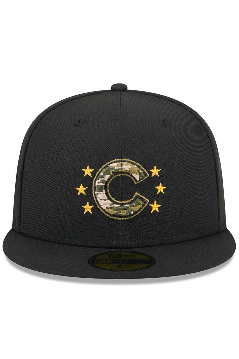Men's New Era  Black Chicago Cubs 2024 Armed Forces Day On-Field 59FIFTY Fitted Hat, Alternate, color, Black