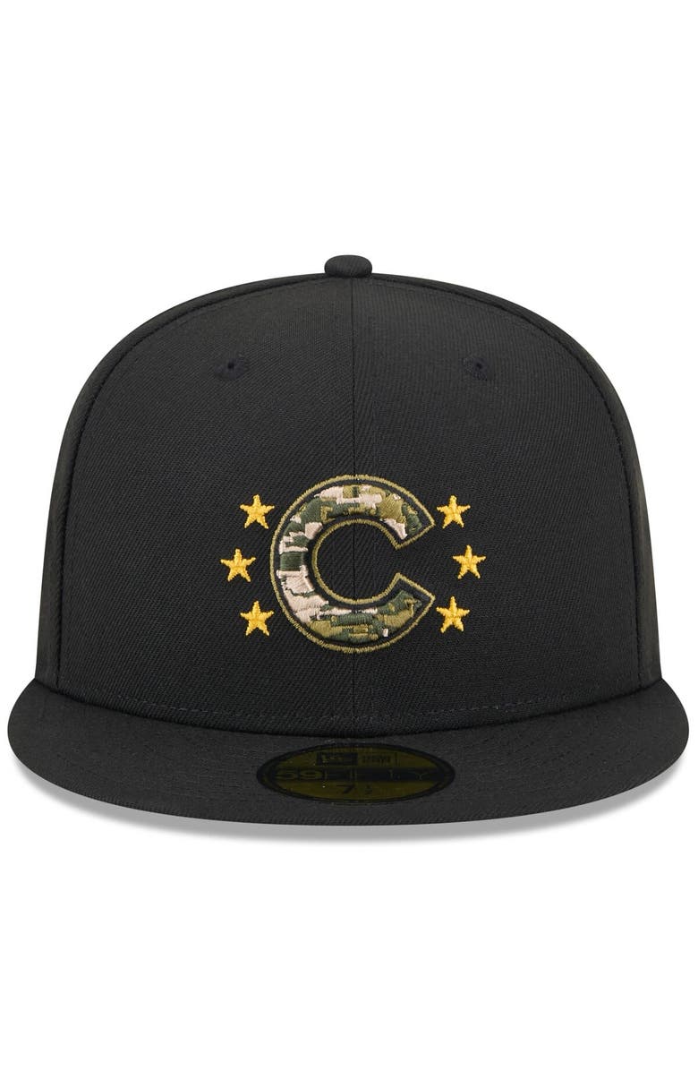 New Era Men's New Era  Black Chicago Cubs 2024 Armed Forces Day On-Field 59FIFTY Fitted Hat, Alternate, color, Black