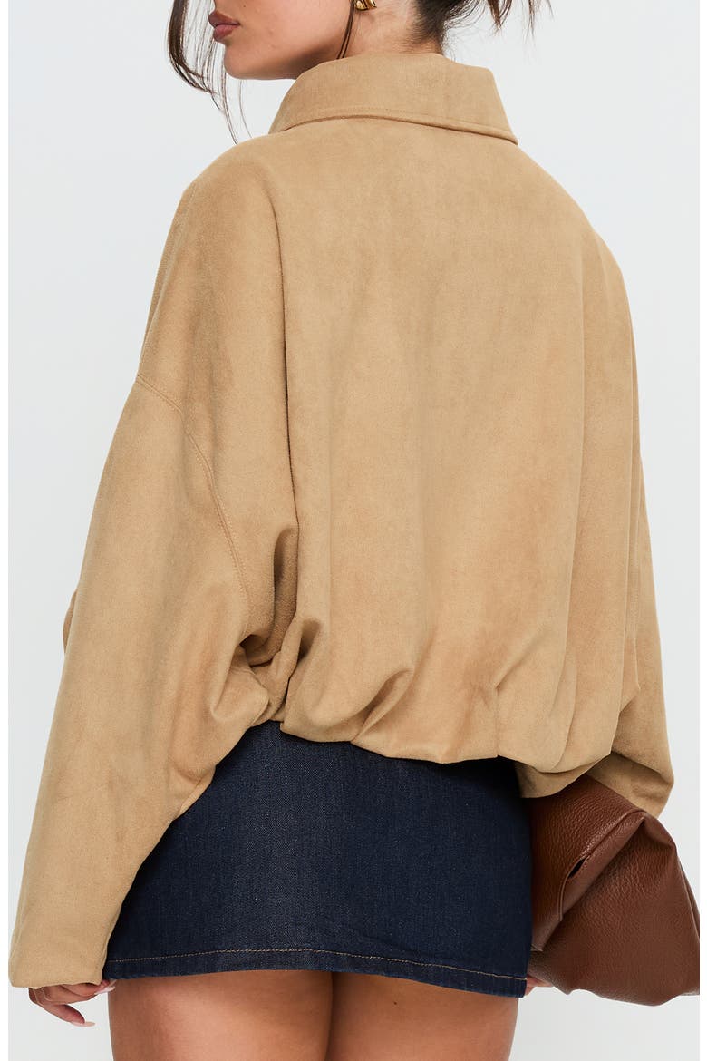 Enlightened Faux Suede Bomber Jacket, Alternate, color, BEIGE