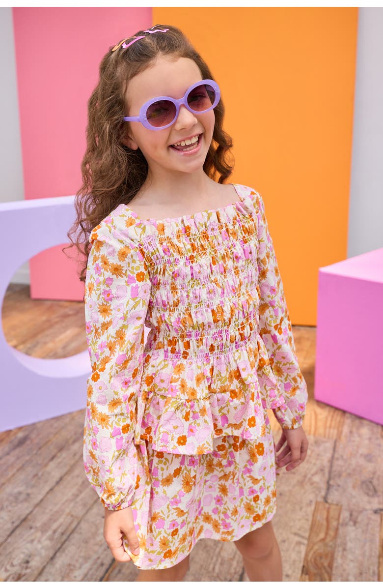 BISBY Kids' Shirred Circle Skirt, Alternate, color, Lisle Saffron Floral