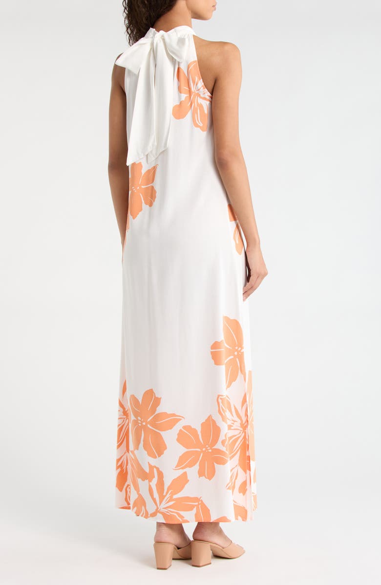 Vince Camuto Mock Neck Trapeze Maxi Dress, Alternate, color, Tangerine