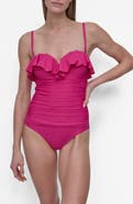DKNY Ruffled Bandeau One-Piece Swimsuit