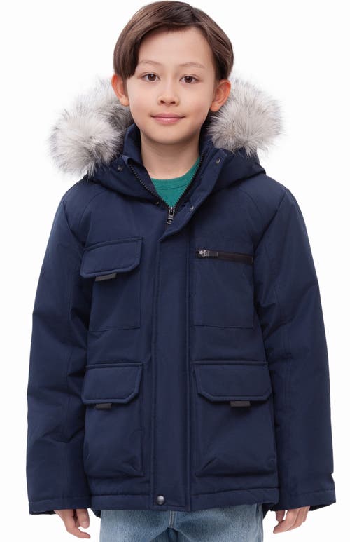 Rokka&rolla Kids' Parka Coat With Detachable Trim In Brown