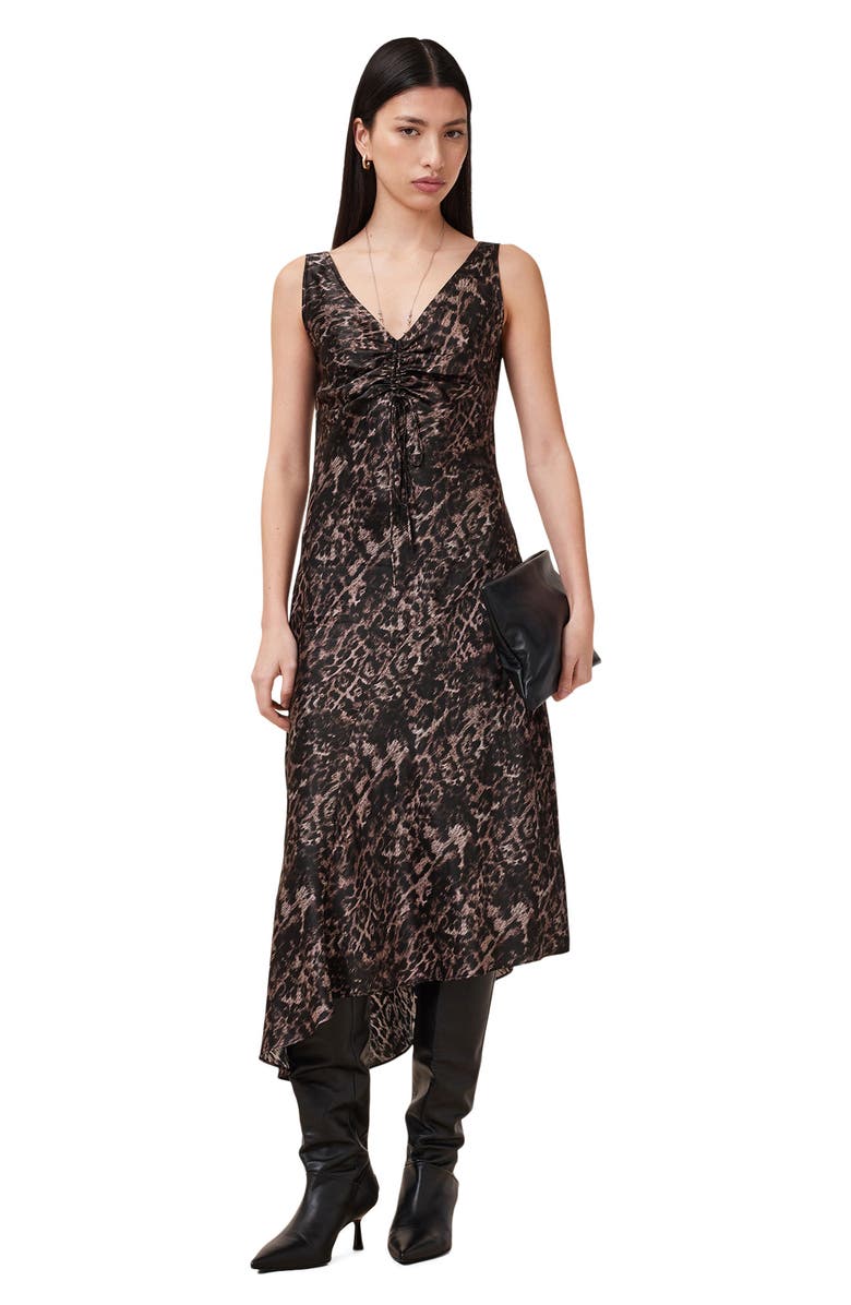 AllSaints Alexi Print Asymmetric Dress, Alternate, color, Evia Pale Pink