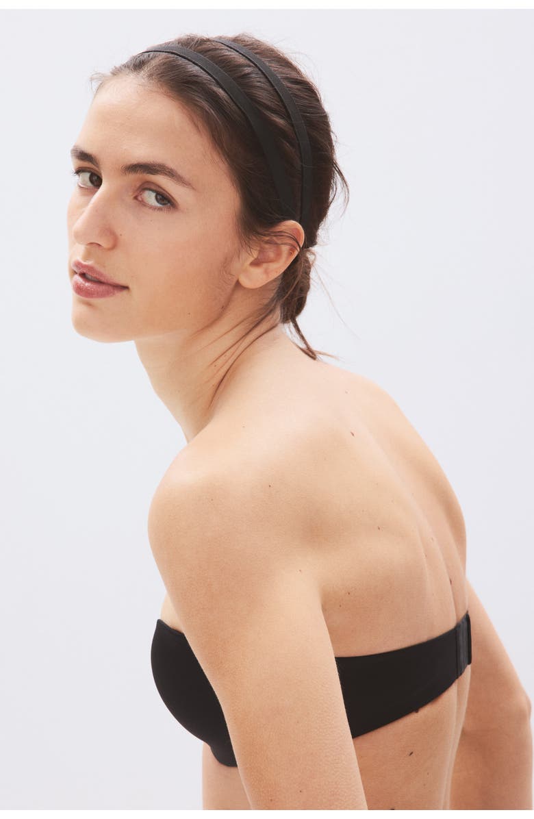 H&M Padded Microfibre Balconette Bra, Alternate, color, Black