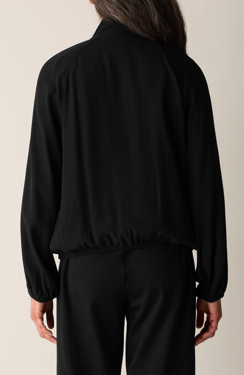 Eileen Fisher Stand Collar Silk Jacket, Alternate, color, Black