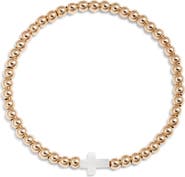 Nashelle Cross Charm Bead Stretch Bracelet