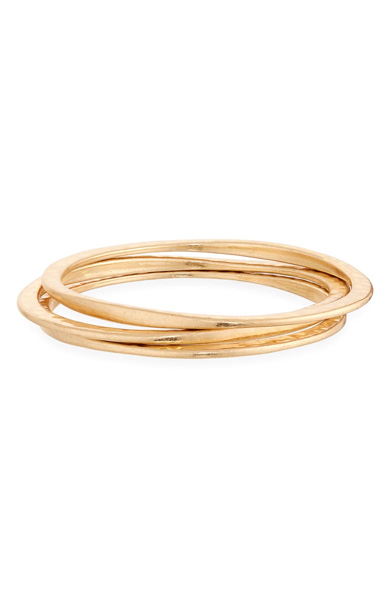 Nordstrom Set of 3 Hammered Bangles, Main, color, Matte Gold