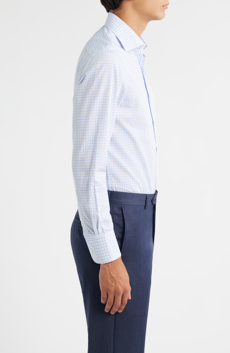 ZANETTI Plaid Dress Shirt, Alternate, color, Light Blue/ Tan/ White